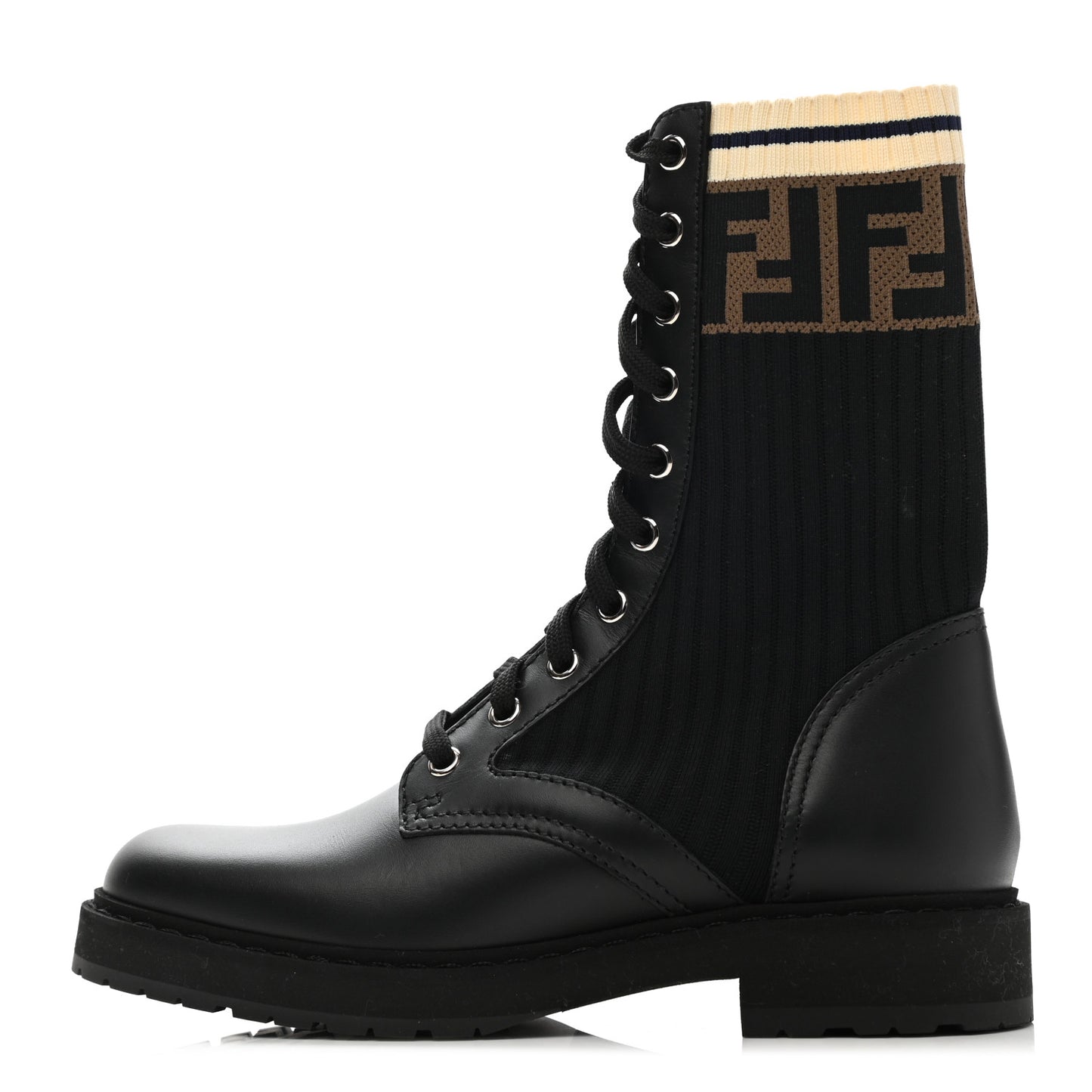 Calfskin Stretch Fabric Rockoko Biker Boots 36 Tobacco Black Marino