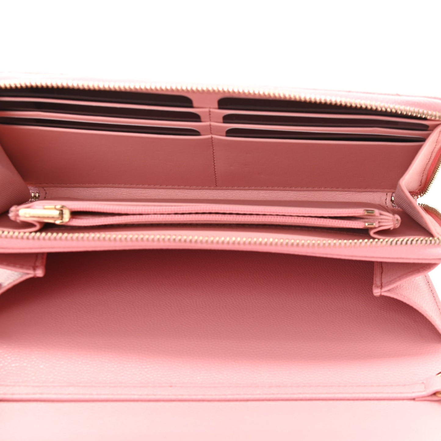 Caviar Quilted Phone Holder Wallet on Removable Chain Pink