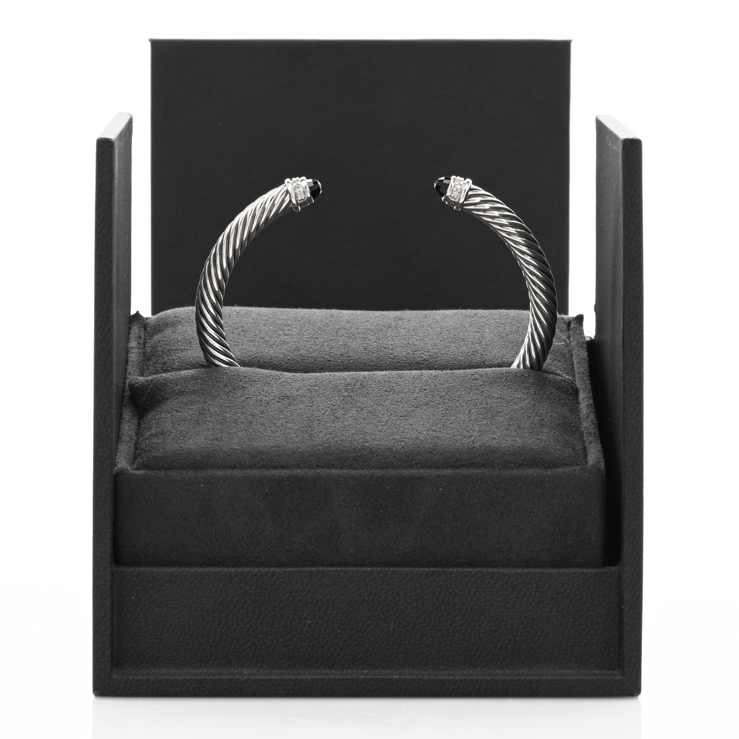 Sterling Silver Diamond Black Onyx 5mm Cable Classics Bracelet