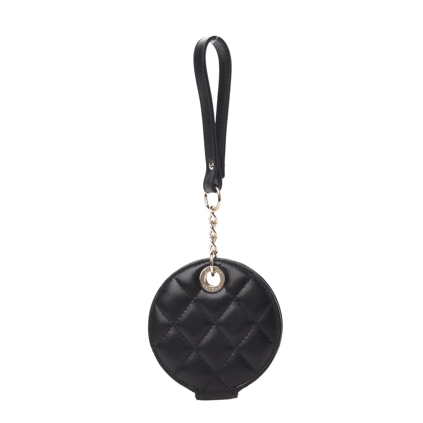 Lambskin Quilted Round Luggage Tag Black