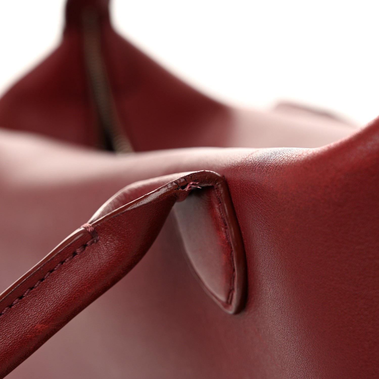 The Row Calfskin Lux Satchel Burgundy 10 of 11