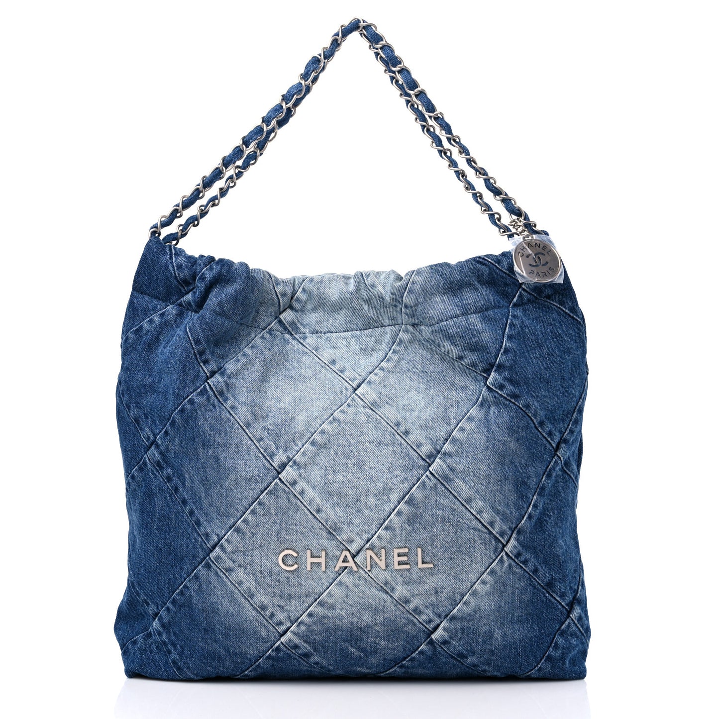 Denim Quilted Chanel 22 Blue