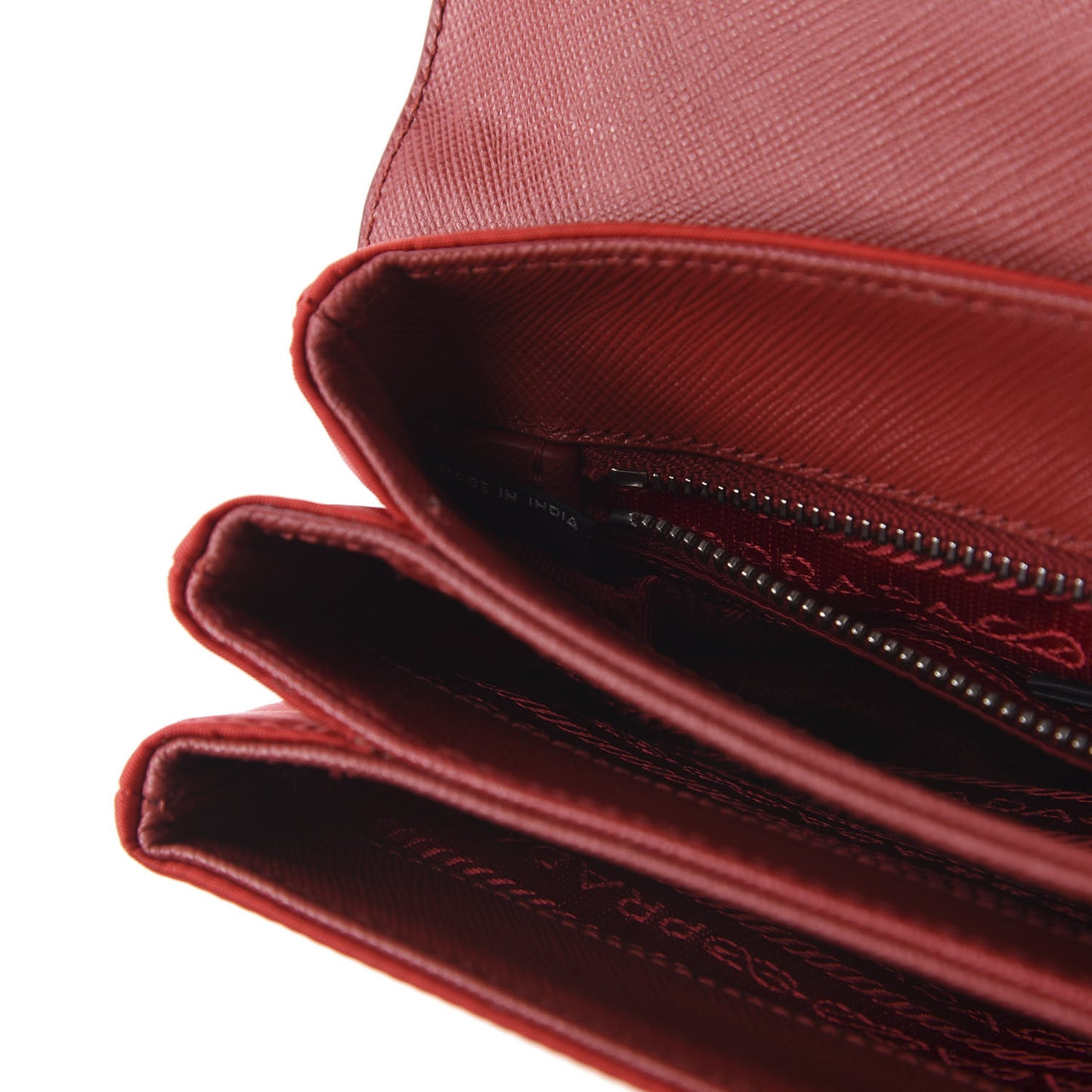 Saffiano Tessuto Nylon Chain Shoulder Bag Rosso