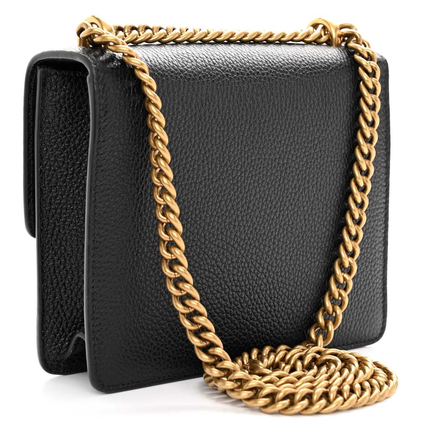 Calfskin Small GG Marmont Chain Shoulder Bag Black