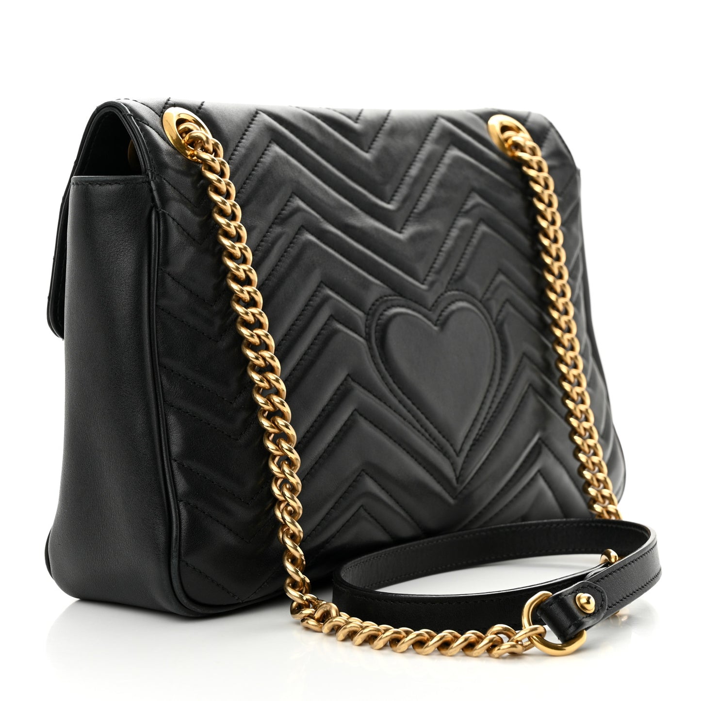 Calfskin Matelasse Medium GG Marmont Shoulder Bag Black