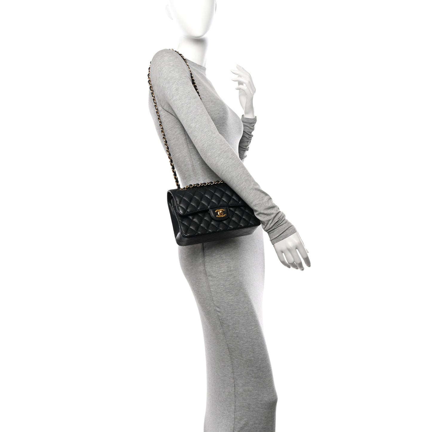 Caviar Quilted Small Double Flap Black