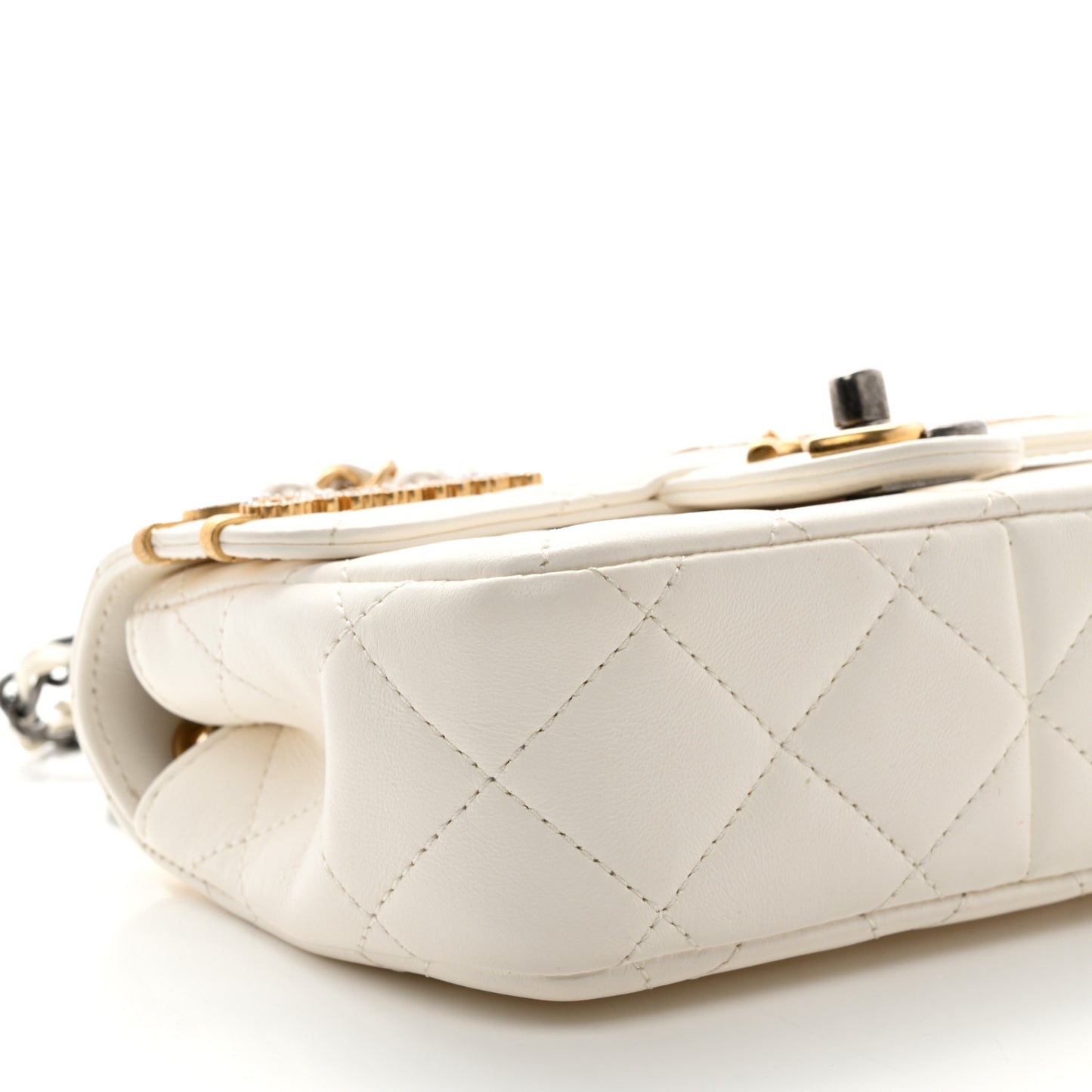 Lambskin Quilted Mini Coco Clips Flap White