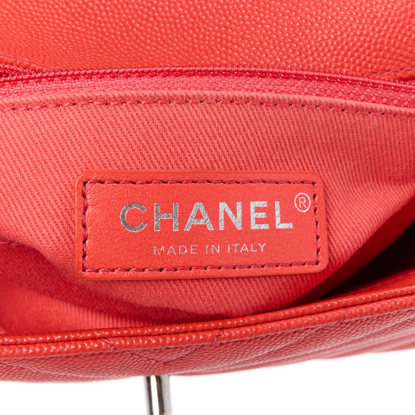 Caviar Chevron Quilted Mini Coco Handle Flap Red
