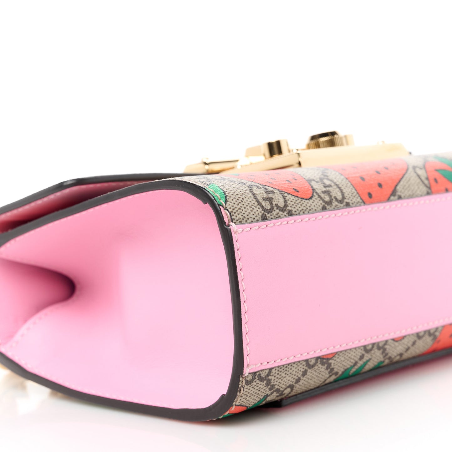 GG Supreme Monogram Strawberry Small Padlock Shoulder Bag