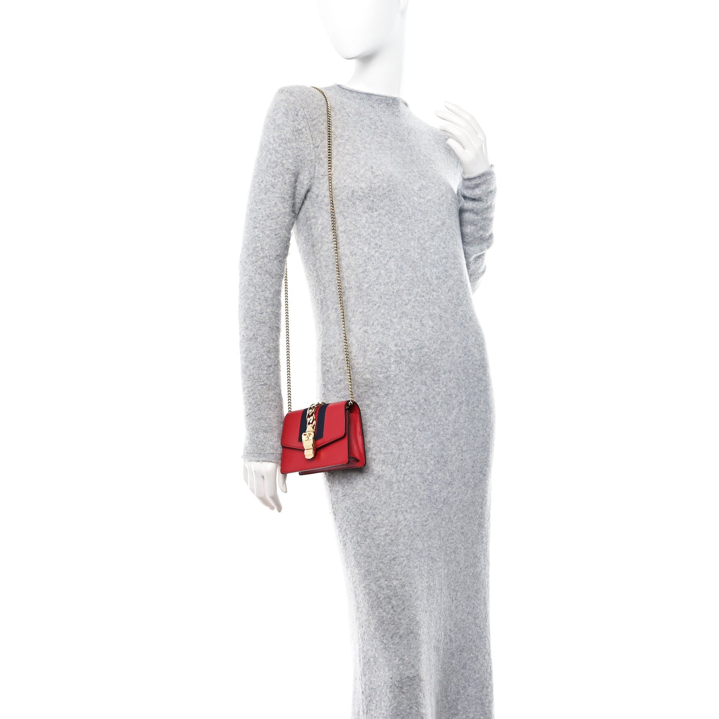 Calfskin Super Mini Sylvie Chain Shoulder Bag Hibiscus Red