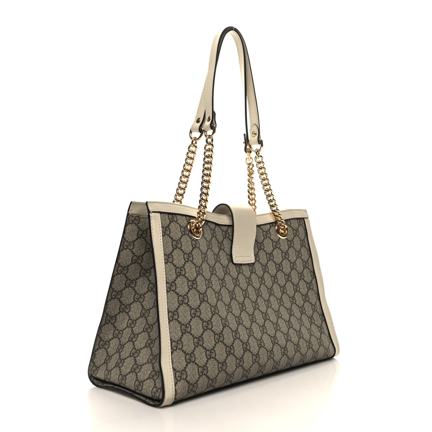 GG Supreme Monogram Medium Padlock Tote White