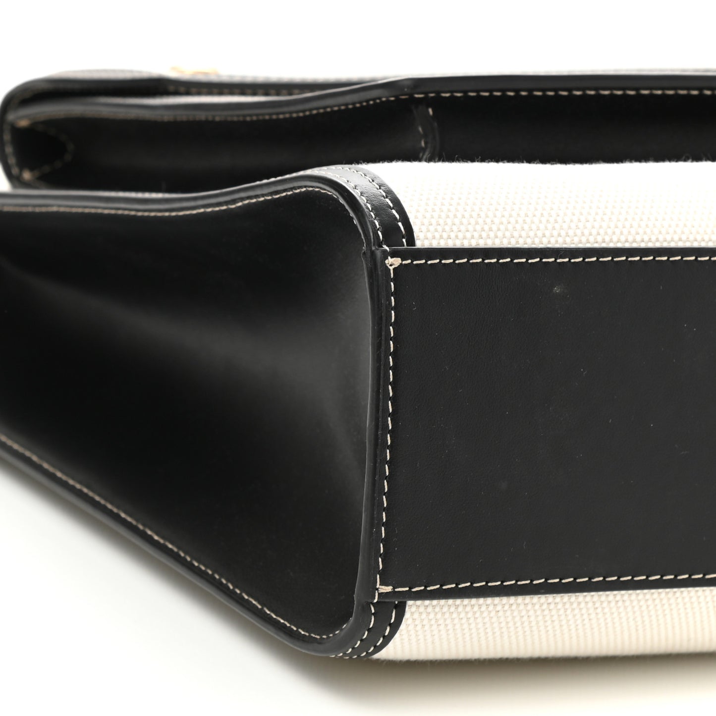 Canvas Smooth Calfskin Two Tone Medium Pocket Bag Natural Black