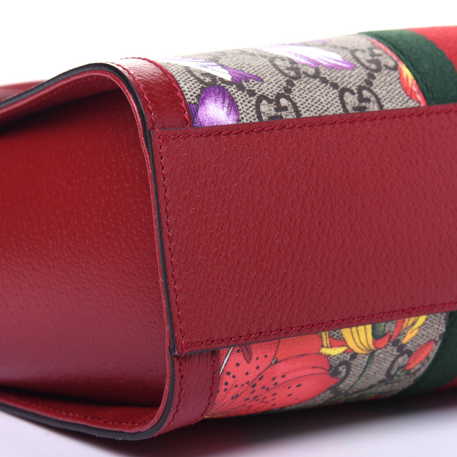 Gucci GG Supreme Monogram Flora Web Small Ophidia Tote Bag Red 10 of 15