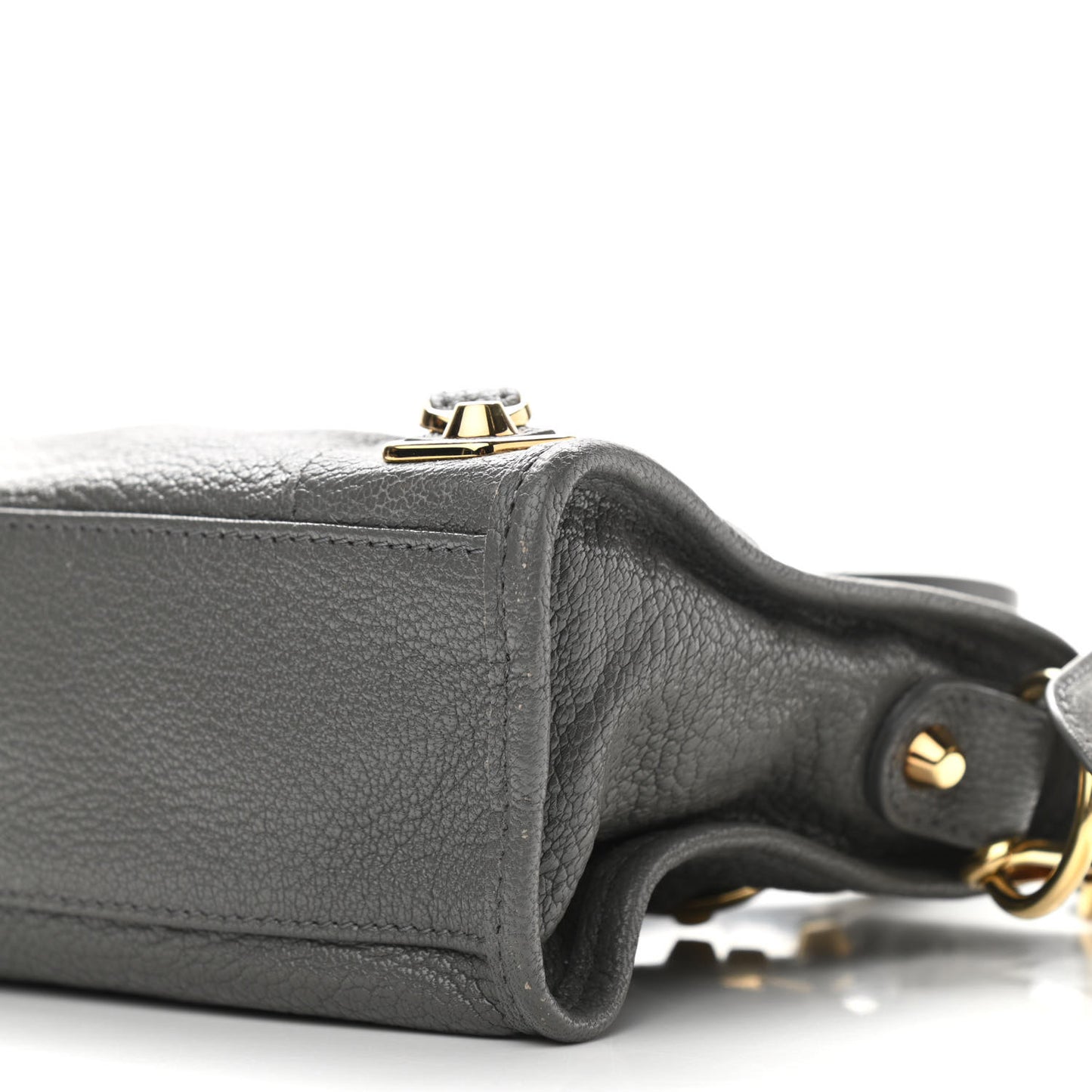 Chevre Gold Metallic Edge Hardware Mini City Gris Acier