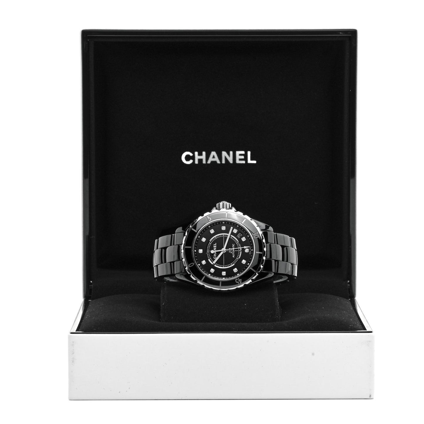 Stainless Steel Ceramic Diamond 38mm J12 Automatic Watch Black