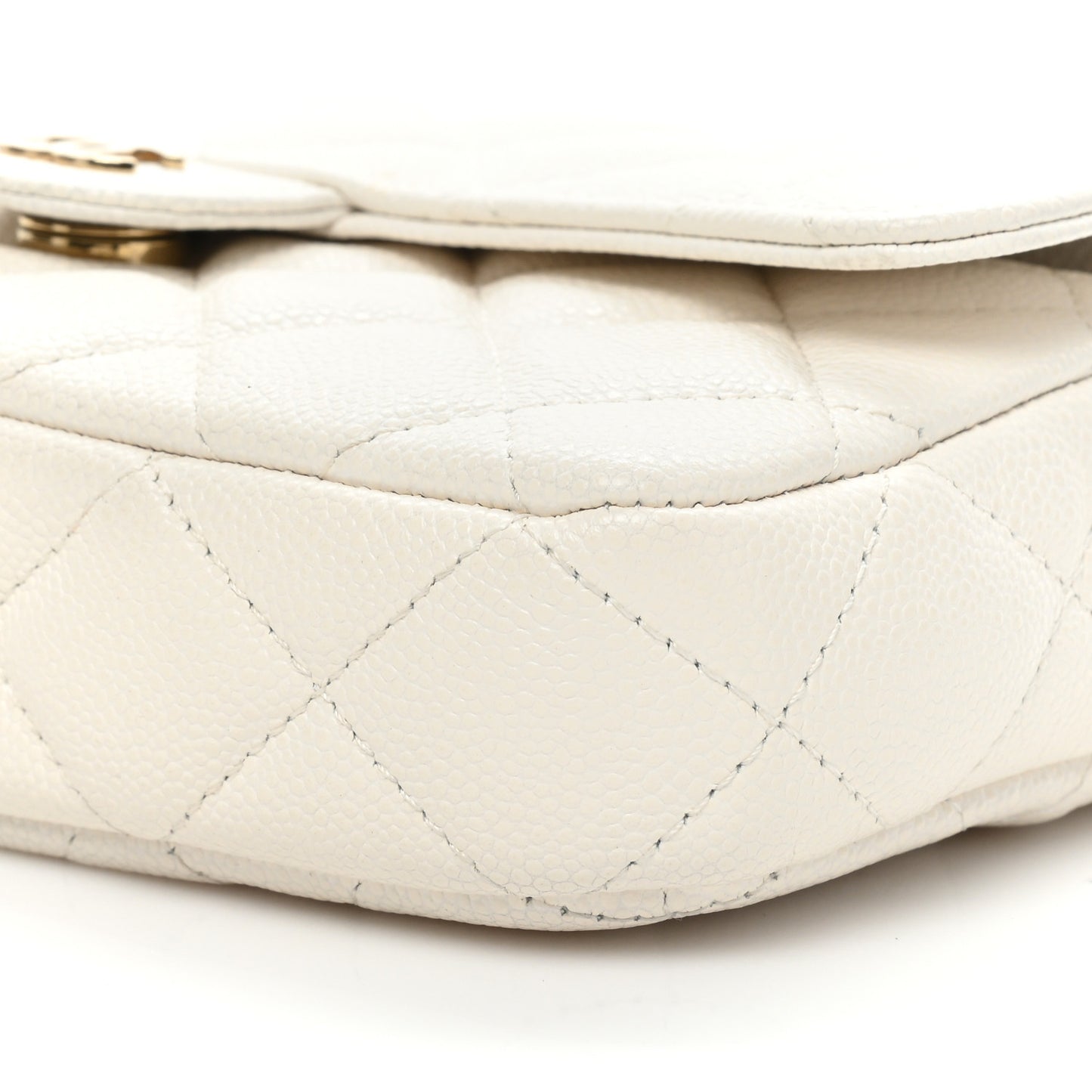 Lambskin Quilted Flap Phone Holder With Chain White