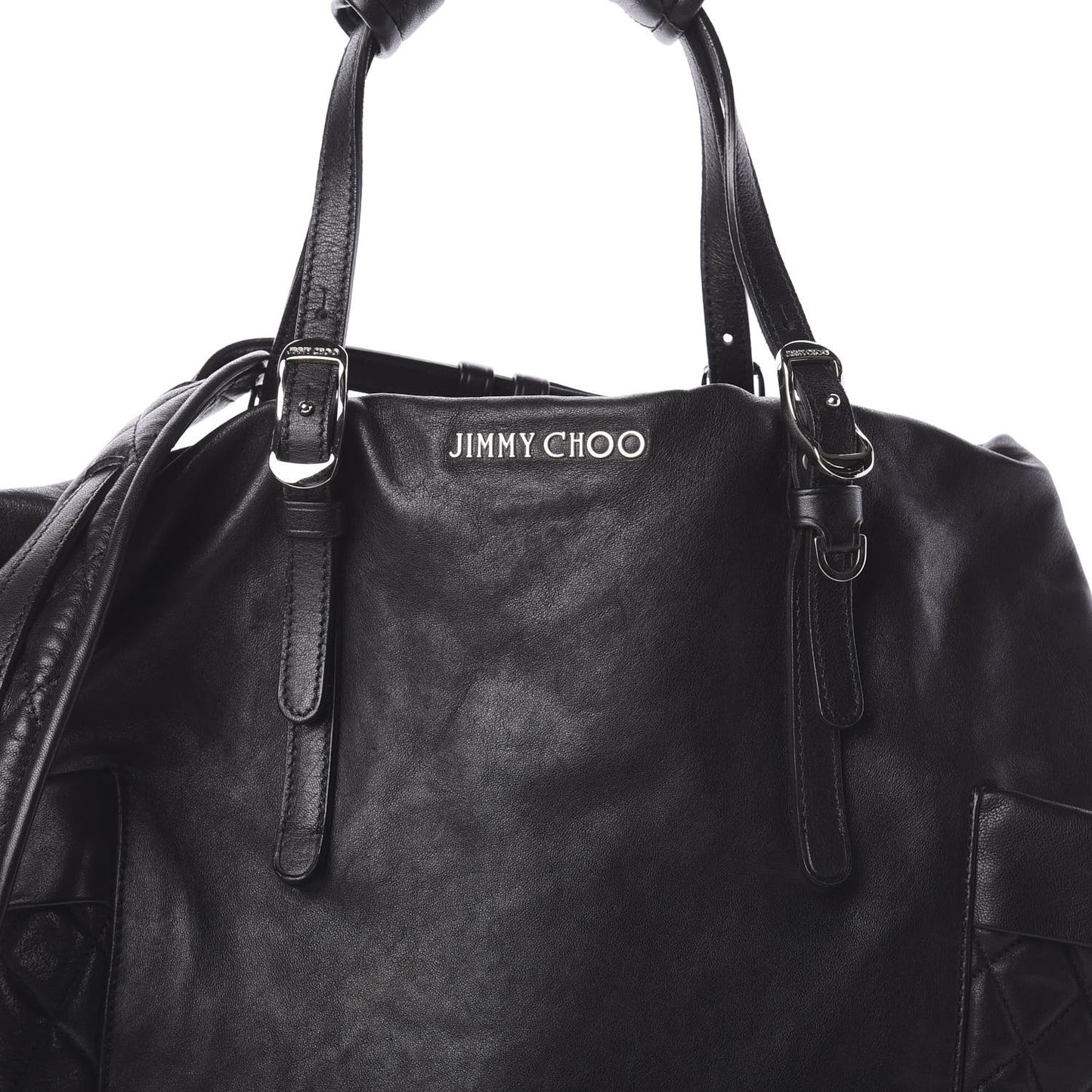 Lambskin Chain Embellished Blare Tote Black