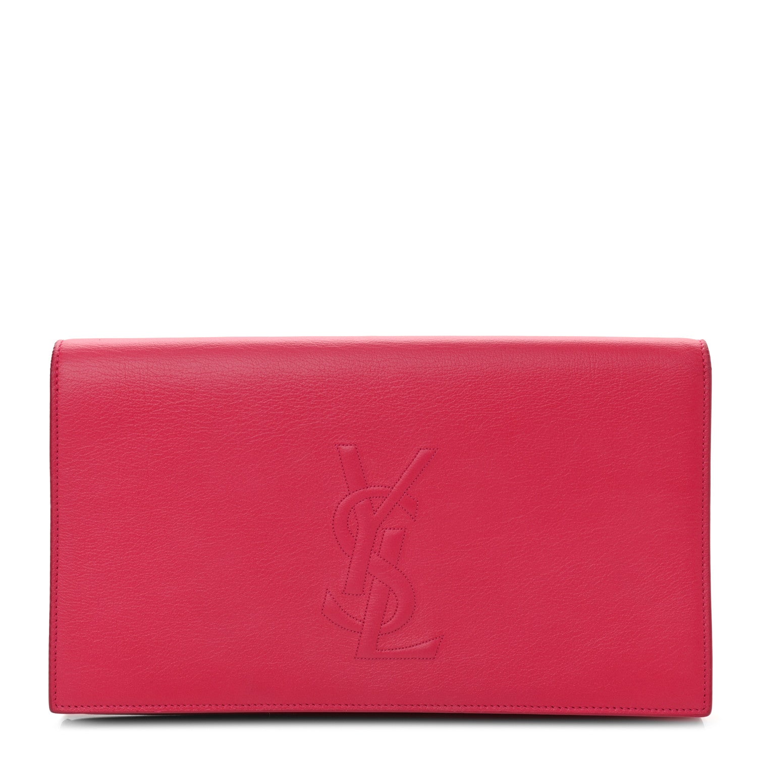Saint Laurent Calfskin Monogram Large Belle De Jour Clutch Lipstick Fuchsia 1 of 11
