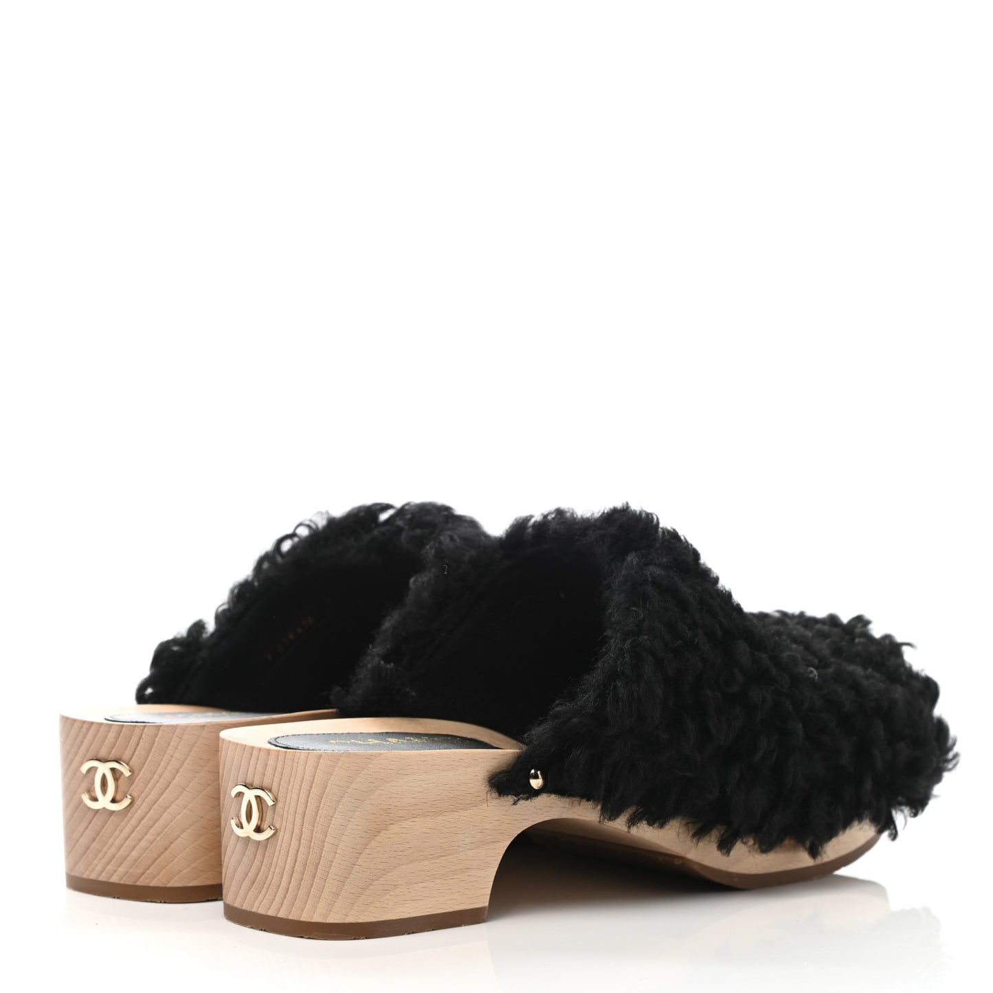 Shearling Lambskin Clogs 40 Black