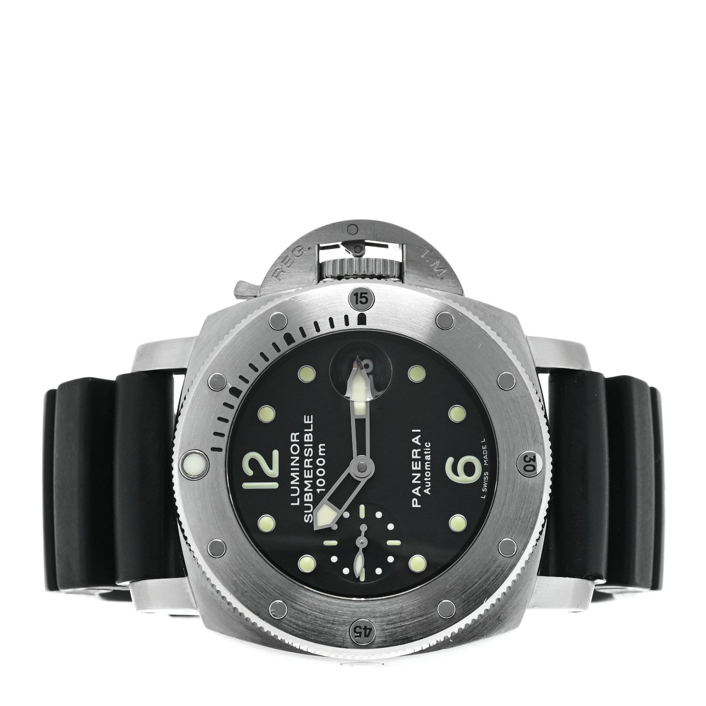 Stainless Steel Rubber 44mm Luminor 1950 Automatic Watch Black PAM00243