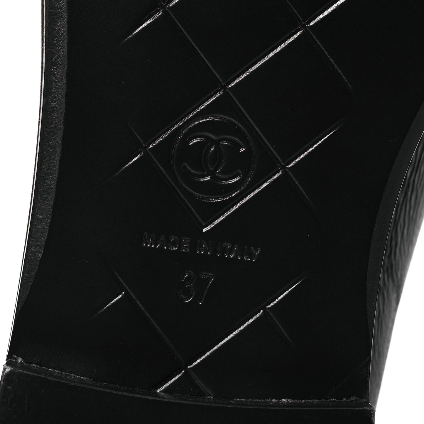 Crumpled Lambskin Quilted CC Turnlock Loafers 37 Black