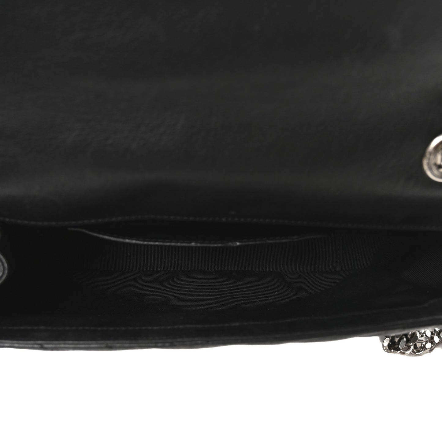 Sheepskin Matelasse Medium Monogram College Punk Chain Satchel Black