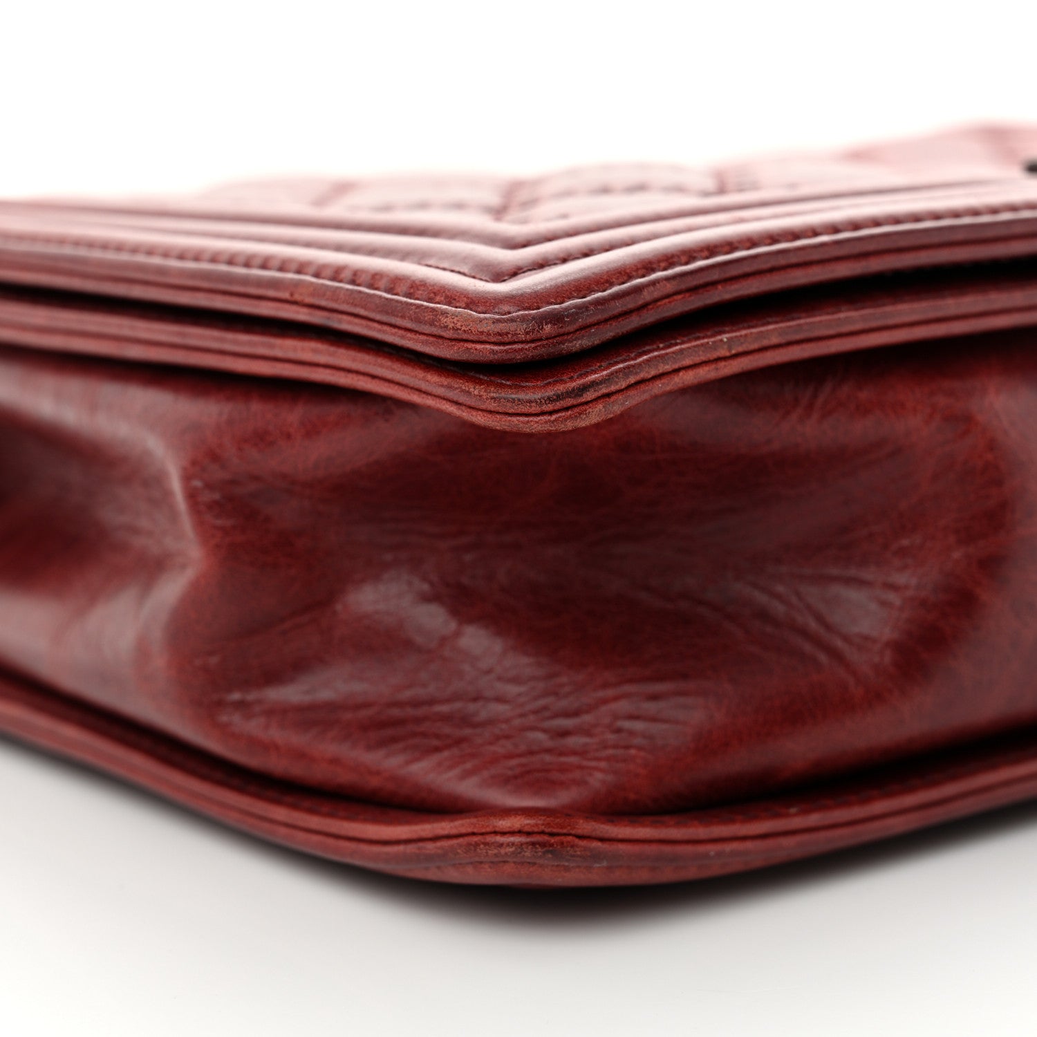 Chanel Calfskin Quilted Double Stitch Large Boy Flap Burgundy 9 of 10