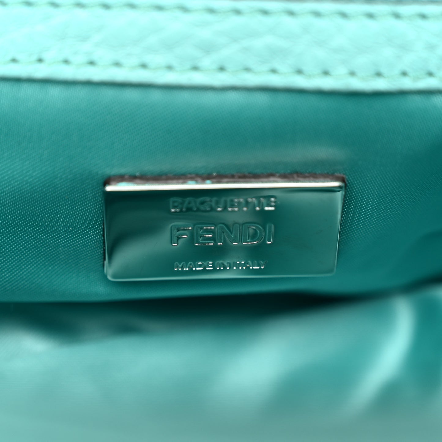 Econyl Cuoio Romano Multipocket Baguette Turquoise