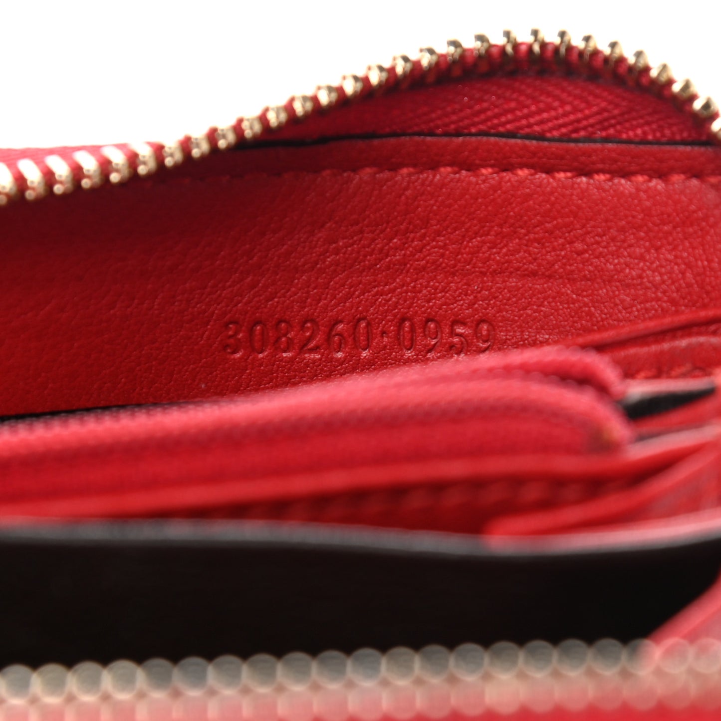 Microguccissima Zip Around Heart Wallet Hibiscus Red