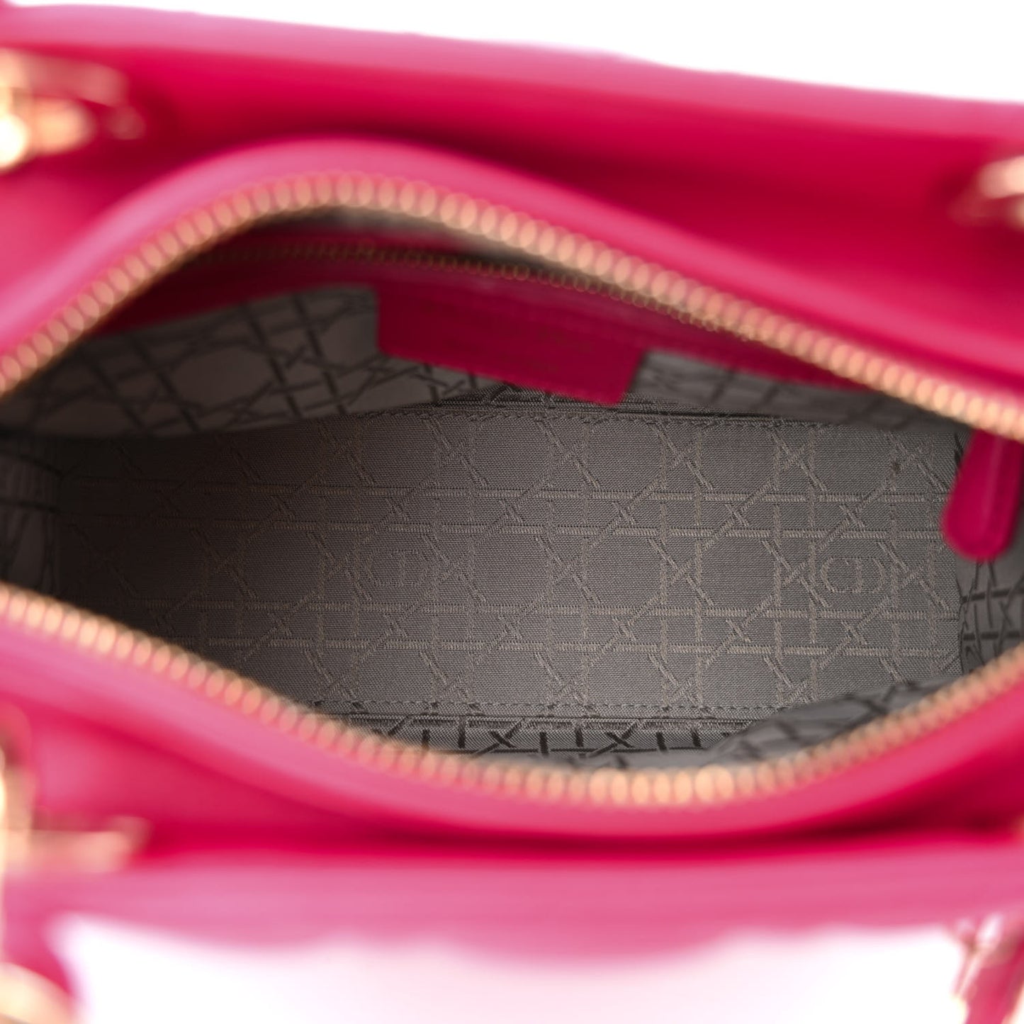 CHRISTIAN DIOR Lambskin Cannage Medium Lady Dior Fuchsia