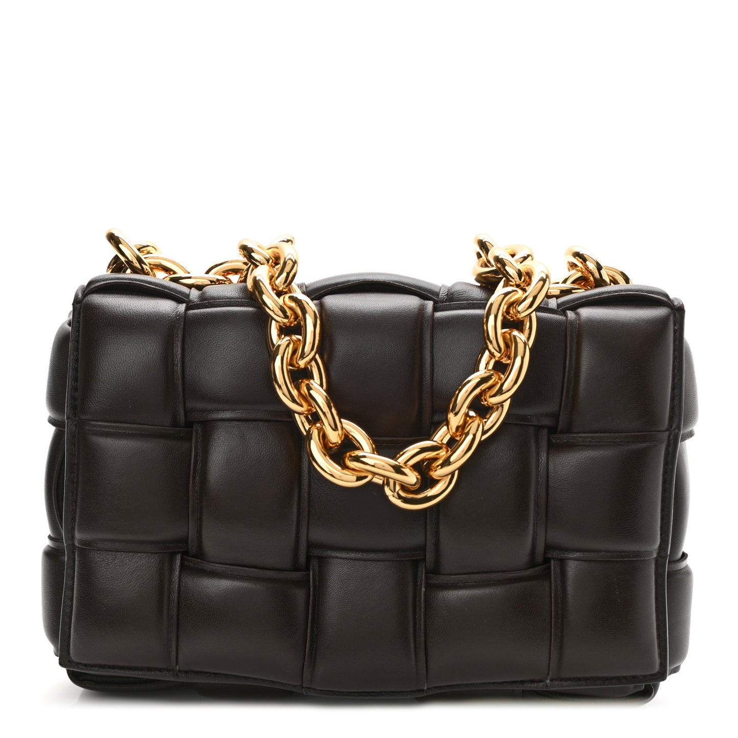Lambskin Maxi Intreccio Padded Chain Cassette Crossbody Bag Black