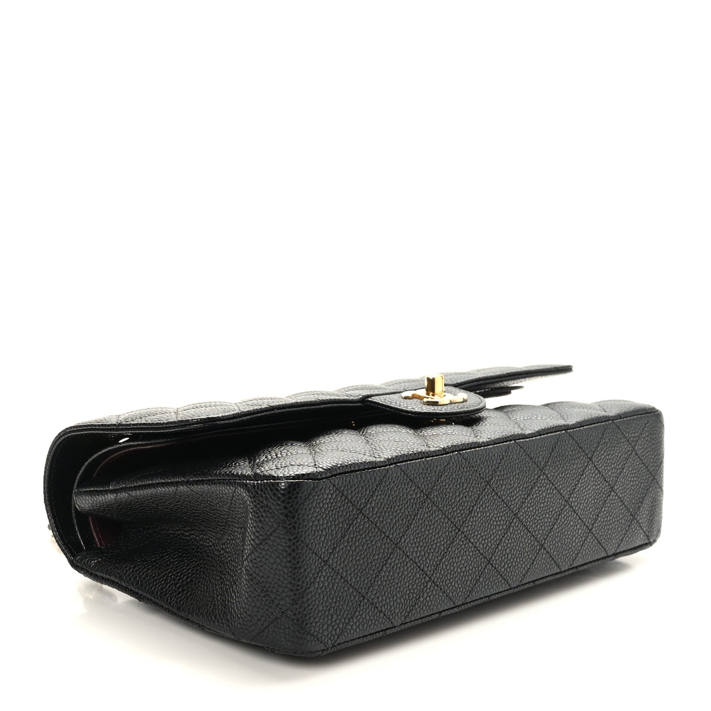 Caviar Quilted Medium Double Flap Black