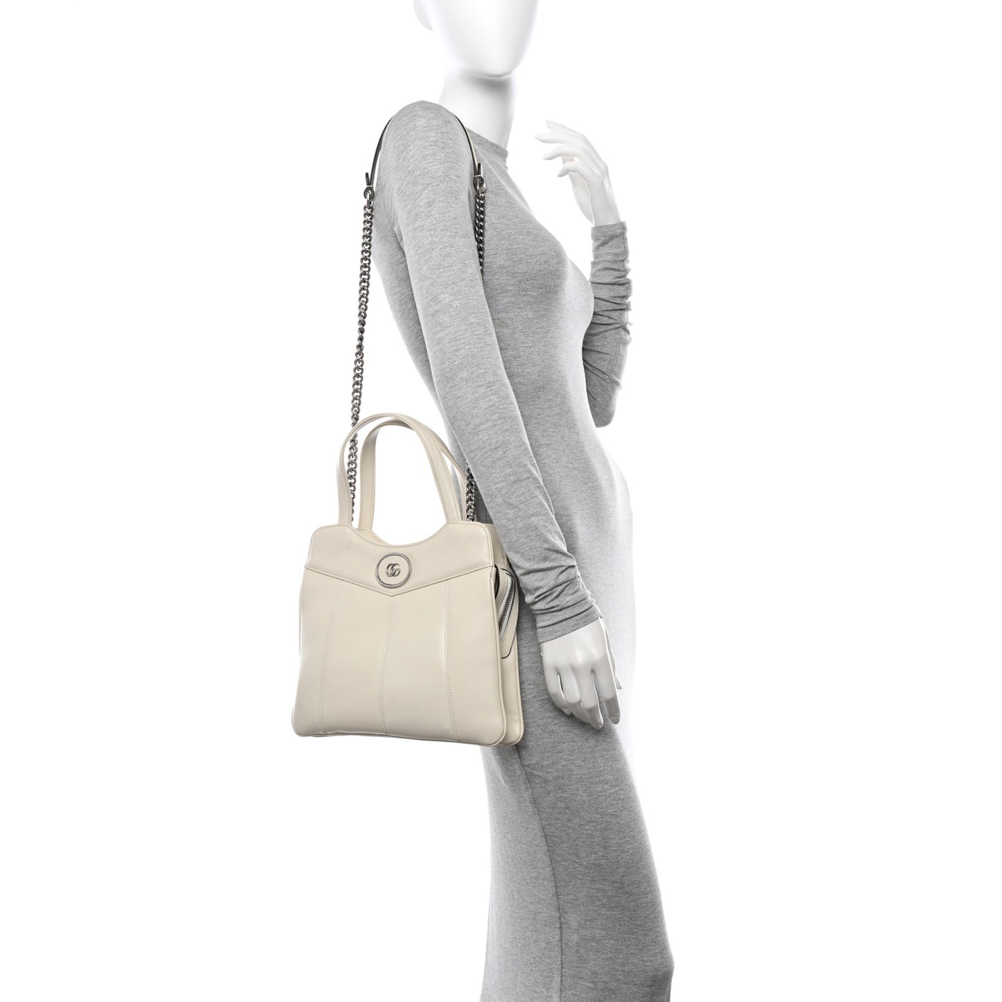 Senna Calfskin Petite GG Tote Bag Mystic White