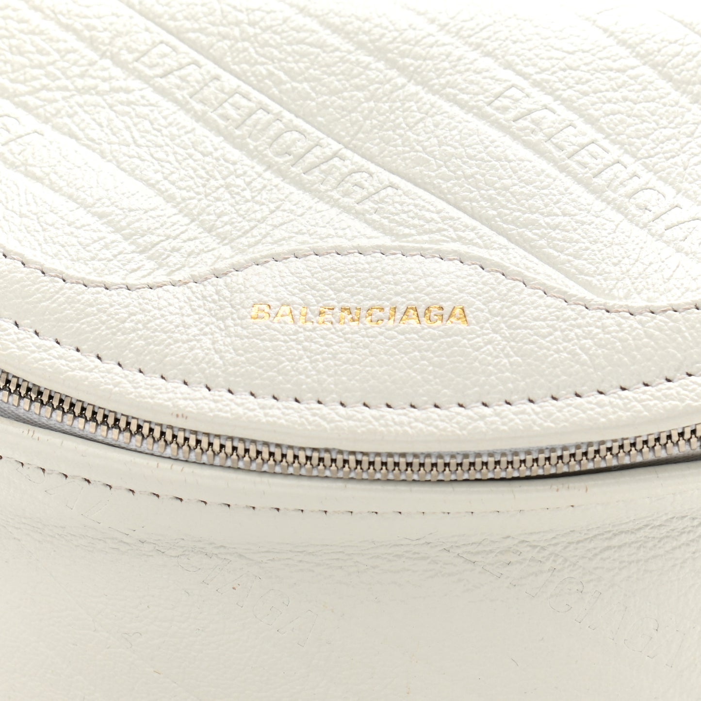 Shiny Goatskin Allover Logo Embossed XXS Souvenir Belt Bag White
