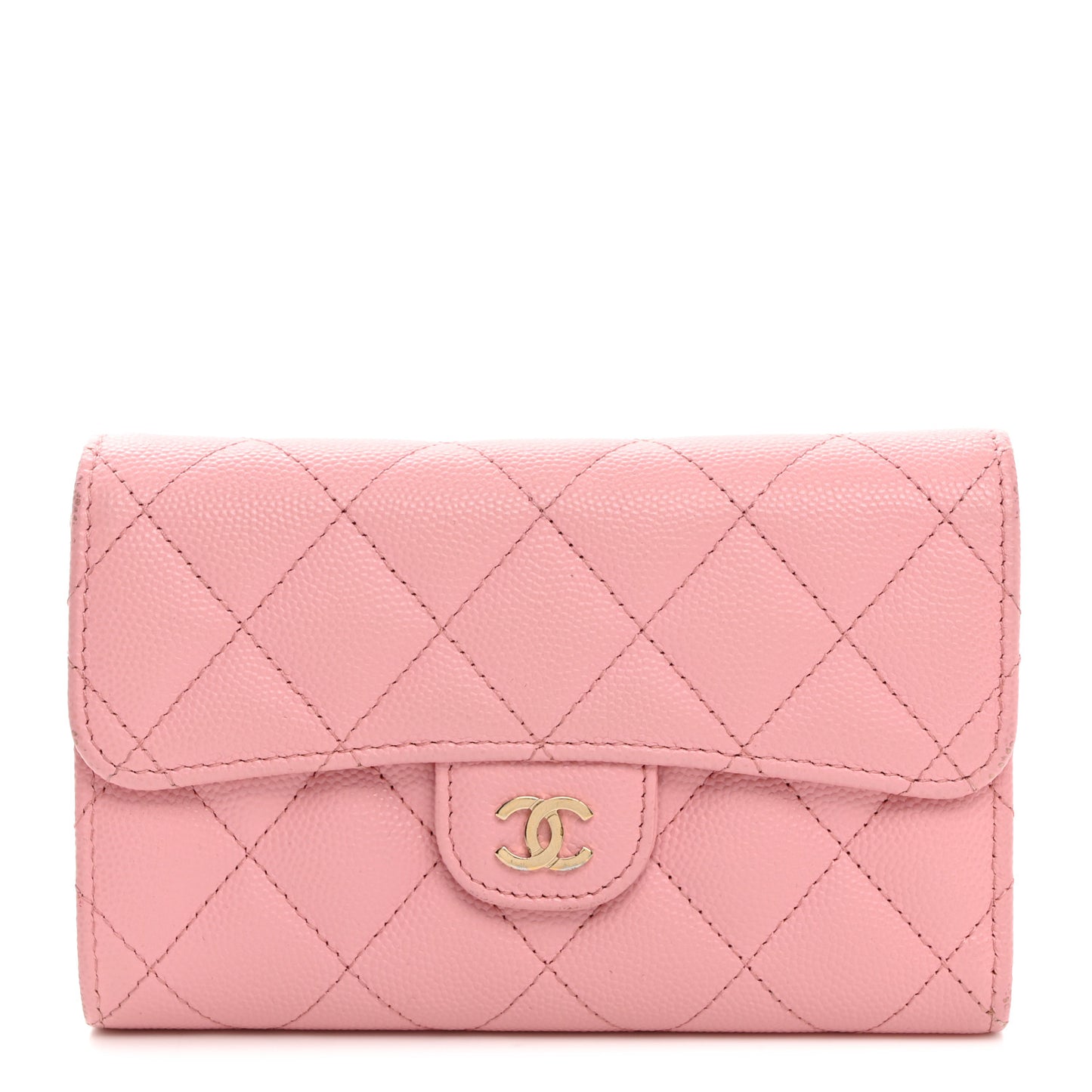 Caviar Quilted Medium Flap Wallet Light Pink
