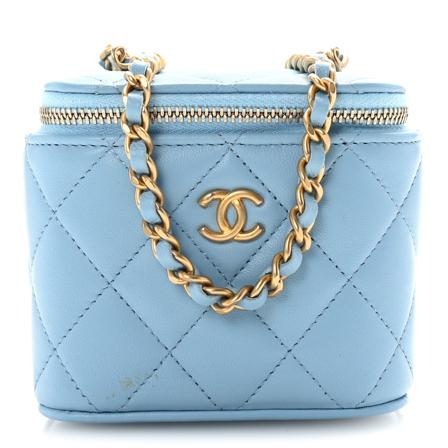 Chanel Lambskin Quilted Pearl Crush Mini Vanity Case With Chain