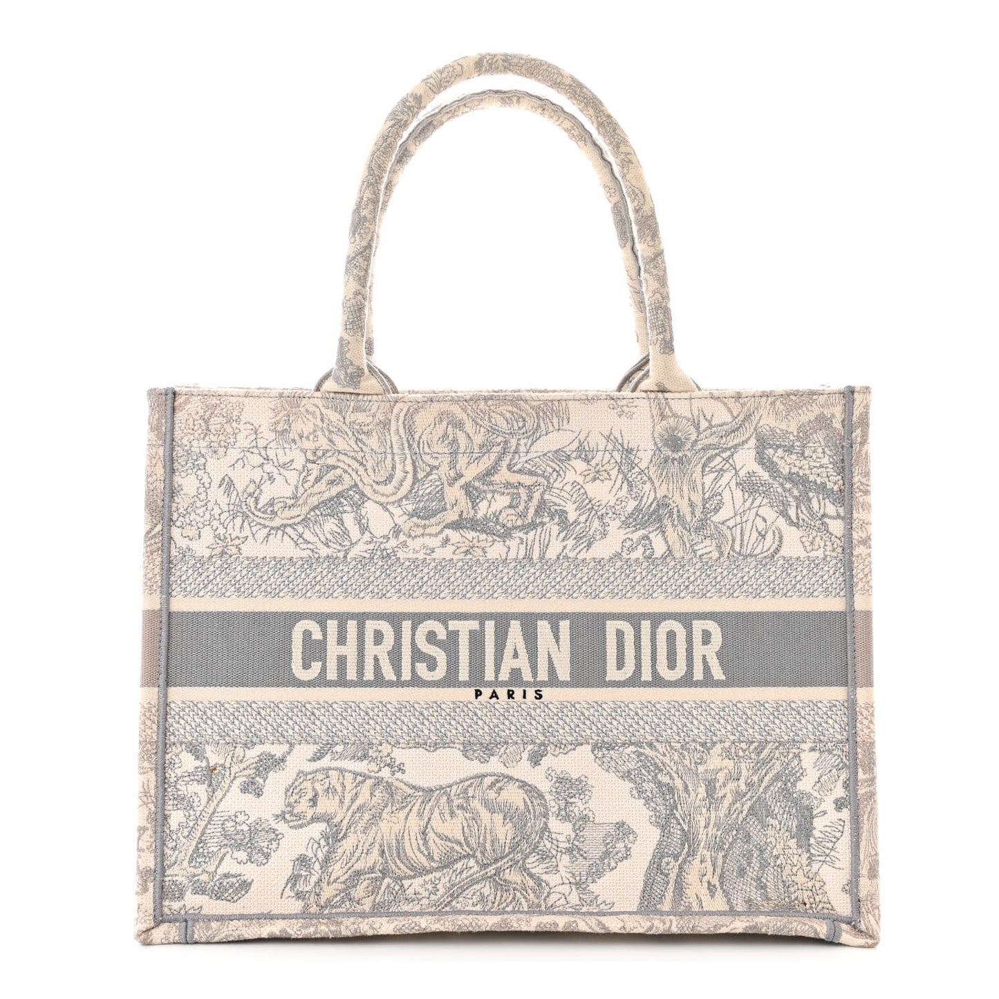 Canvas Embroidered Medium Dioriviera Toile De Jouy Book Tote Gray