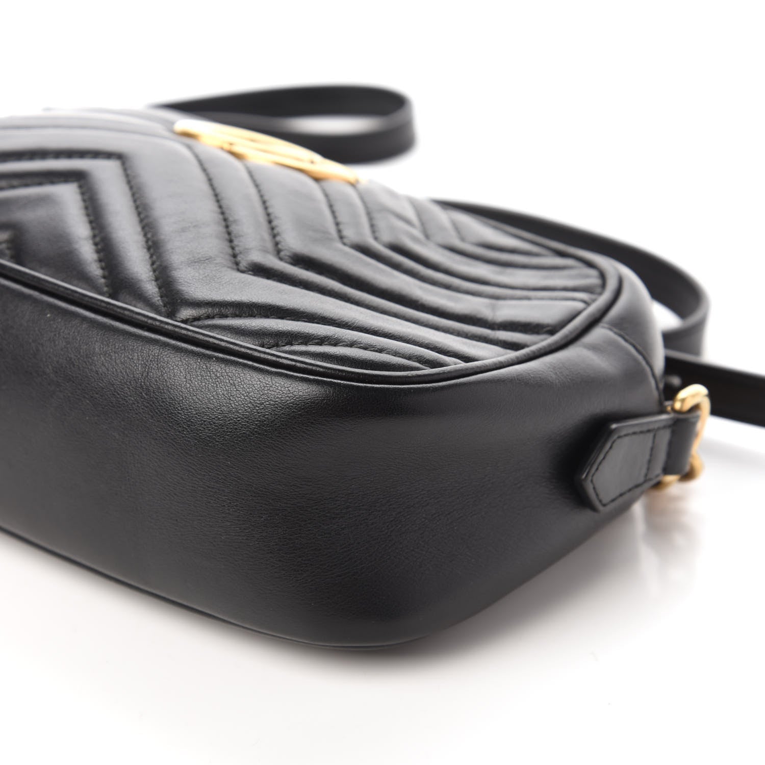 Gucci Calfskin Matelasse Small GG Marmont Chain Shoulder Bag Black 7 of 10