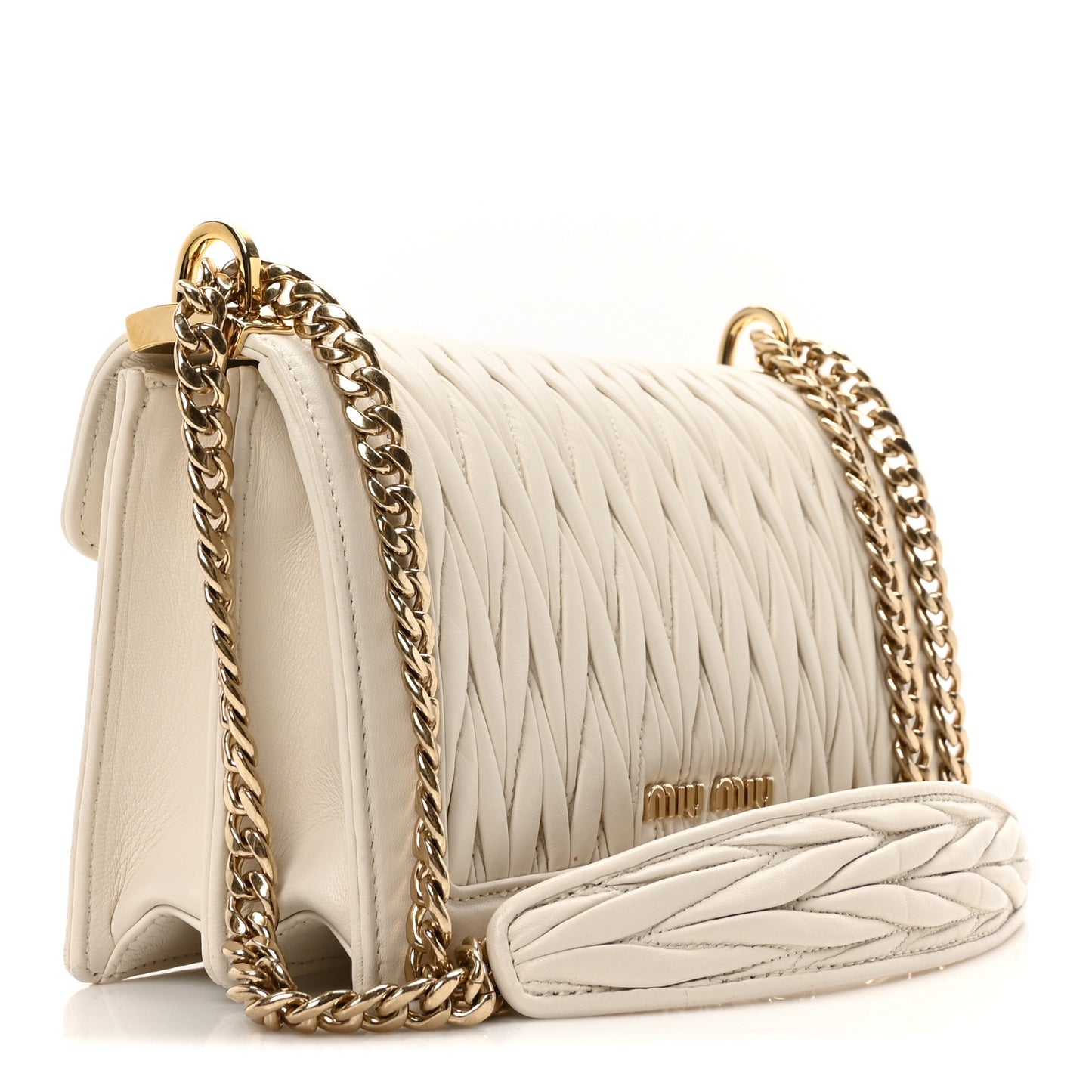 Lambskin Confidential Matelasse Chain Shoulder Bag White