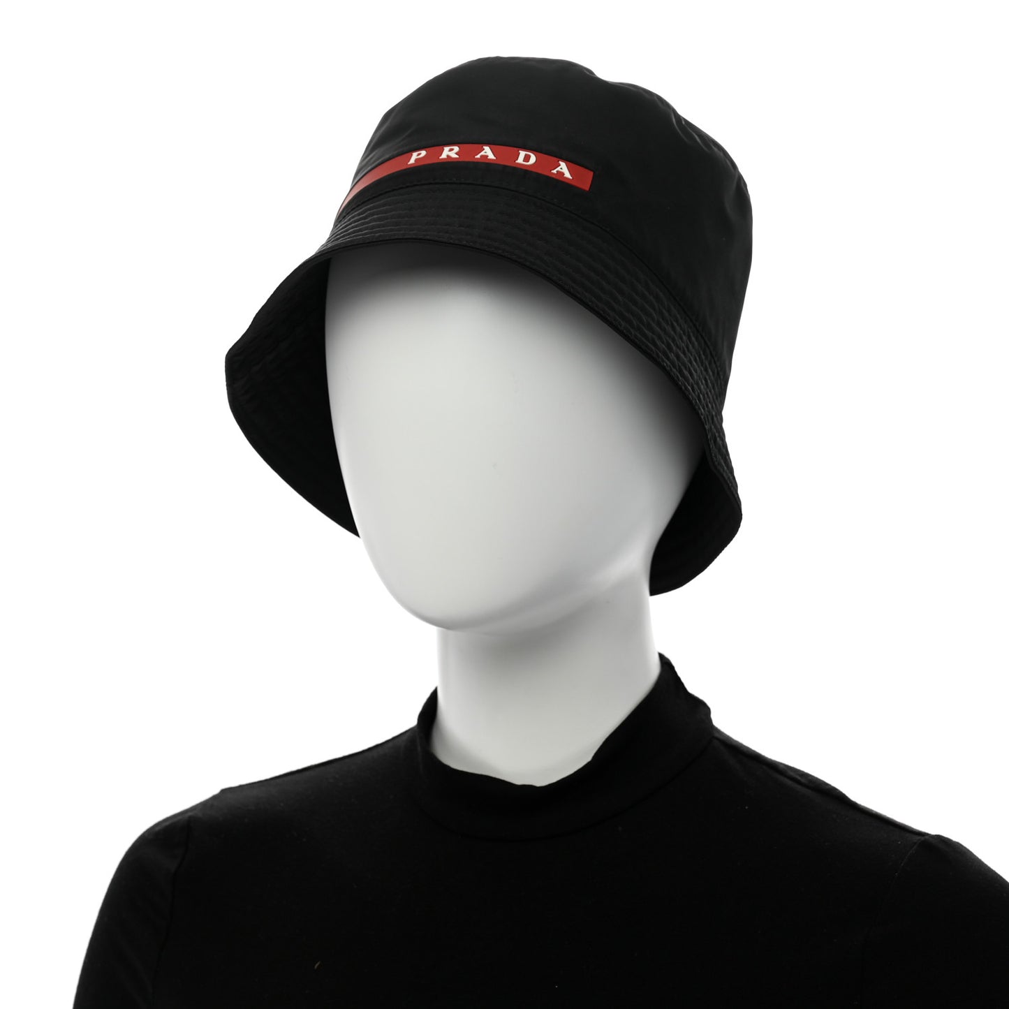 Technical Nylon Linea Rossa Bucket Hat M Black