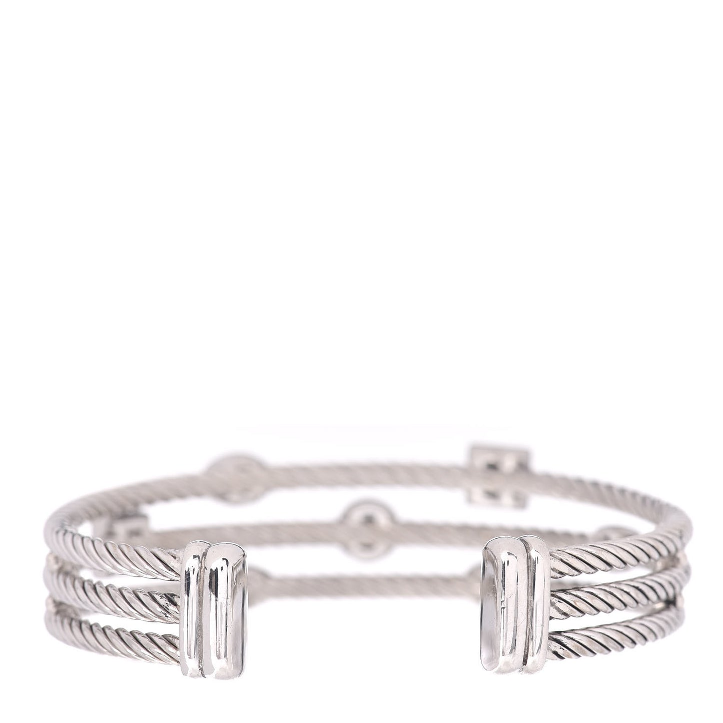 Sterling Silver Black Diamond Three Row Confetti Cuff Bracelet