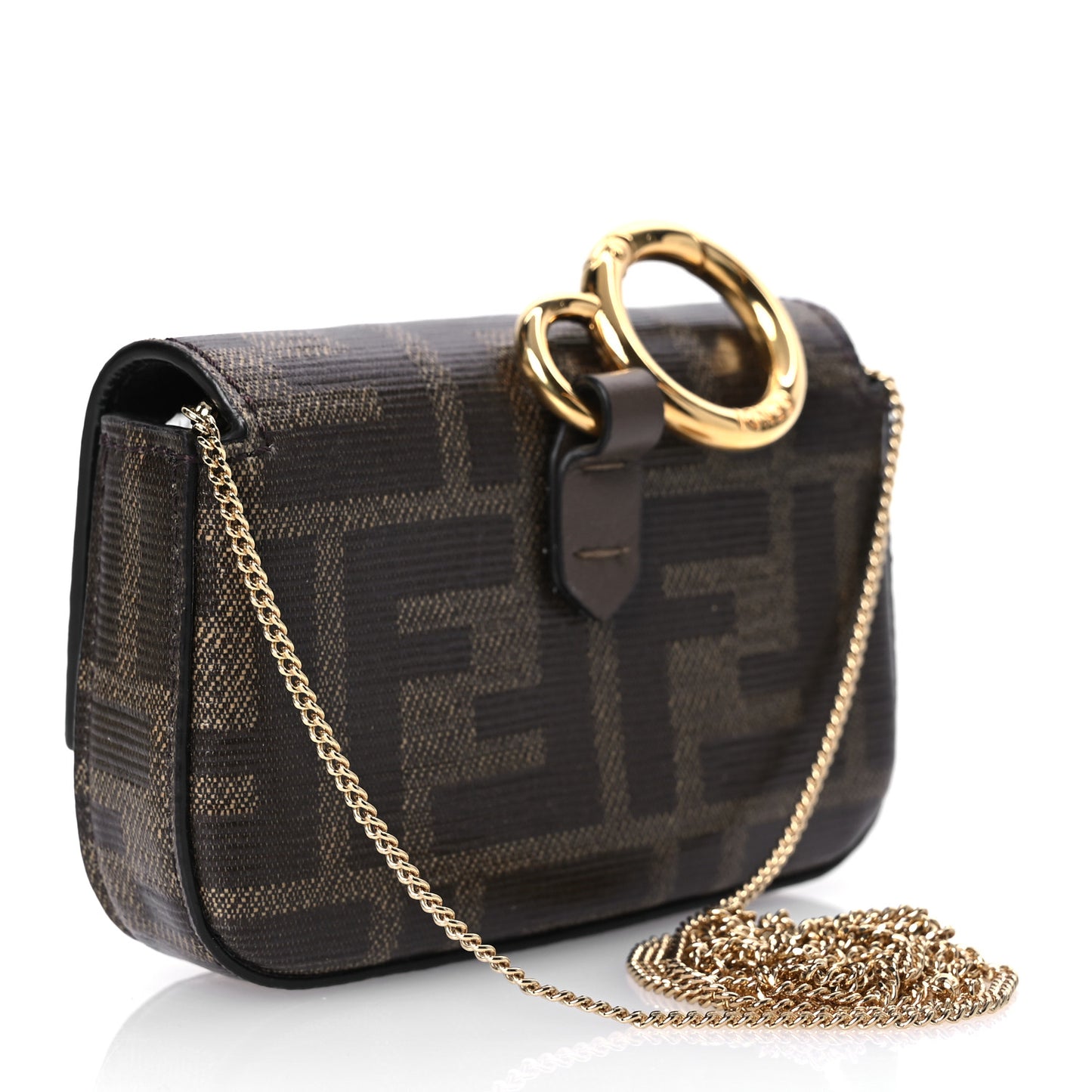 Glazed Fabric FF 1974 Nano Baguette Charm Mogano Panna