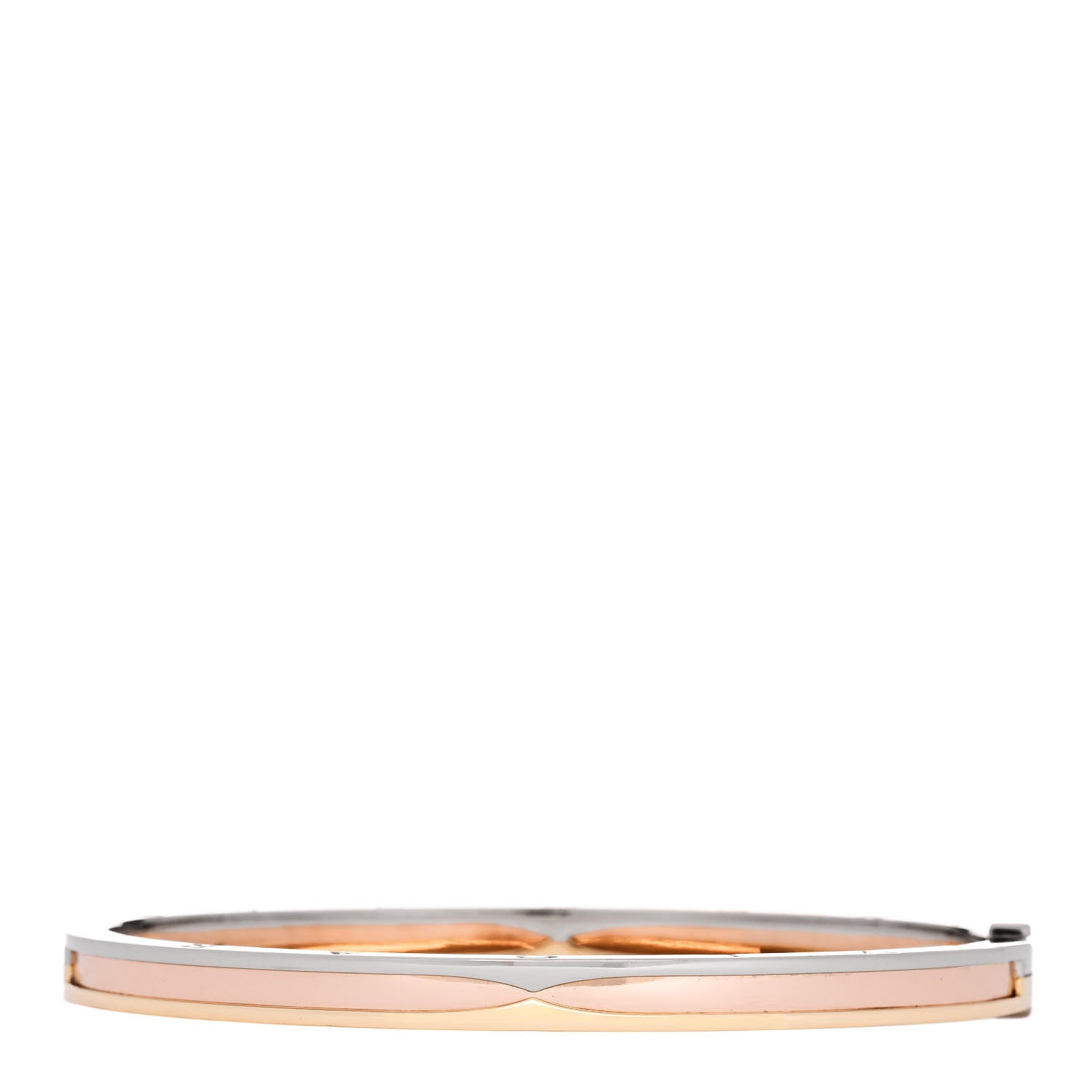 Bulgari 18K Yellow White Rose Gold Narrow B.Zero1 Bangle Bracelet L 2 of 4