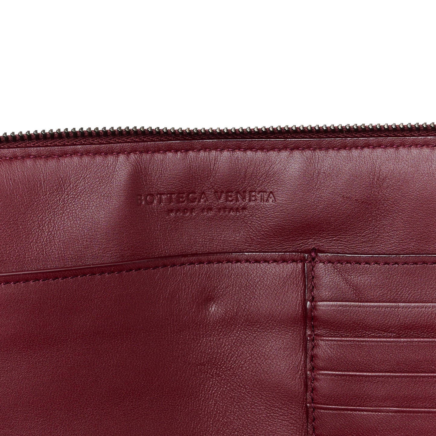 Nappa Intrecciato Polka Dot Small Document Case Burgundy