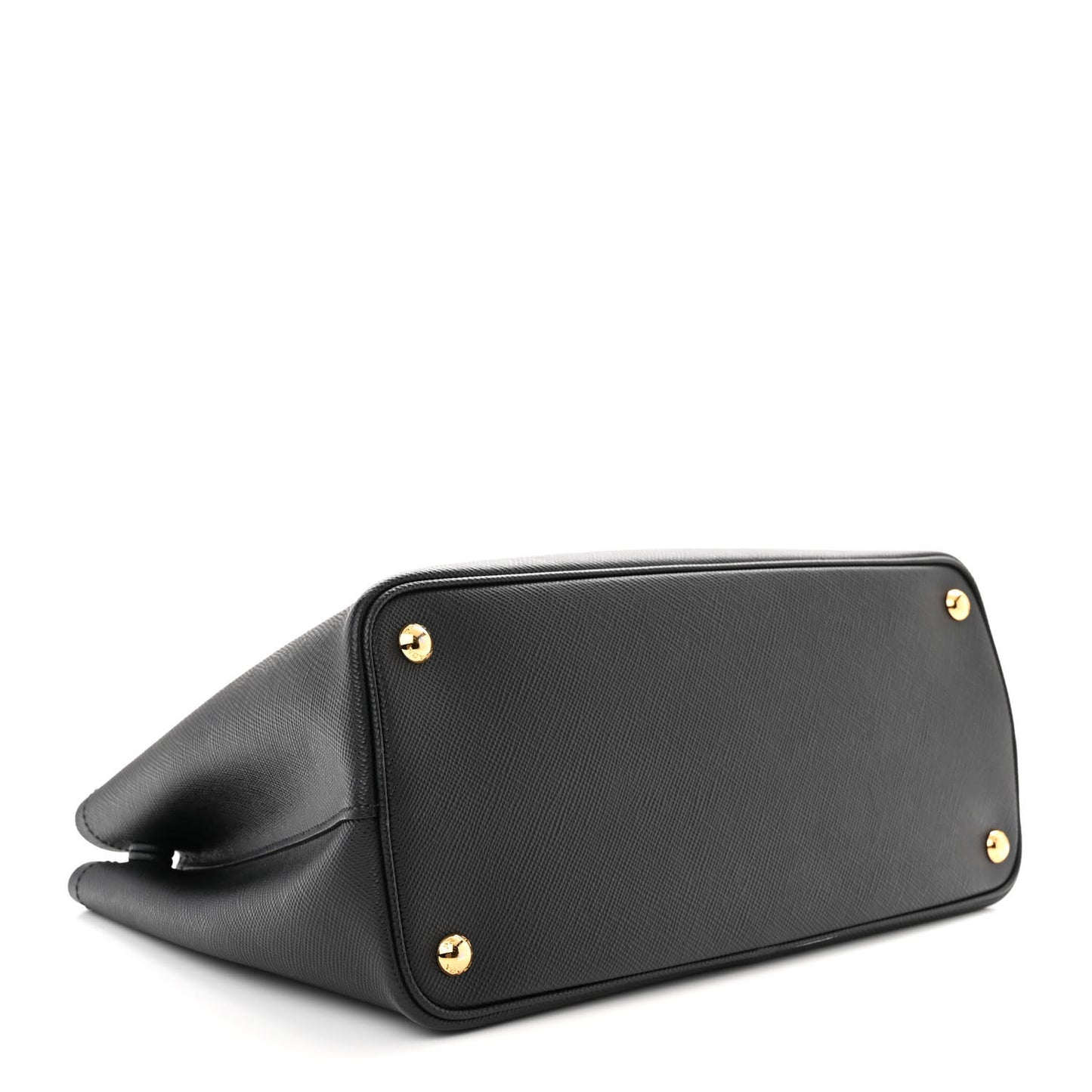 Saffiano Cuir Crocodile Medium Double Bag Black