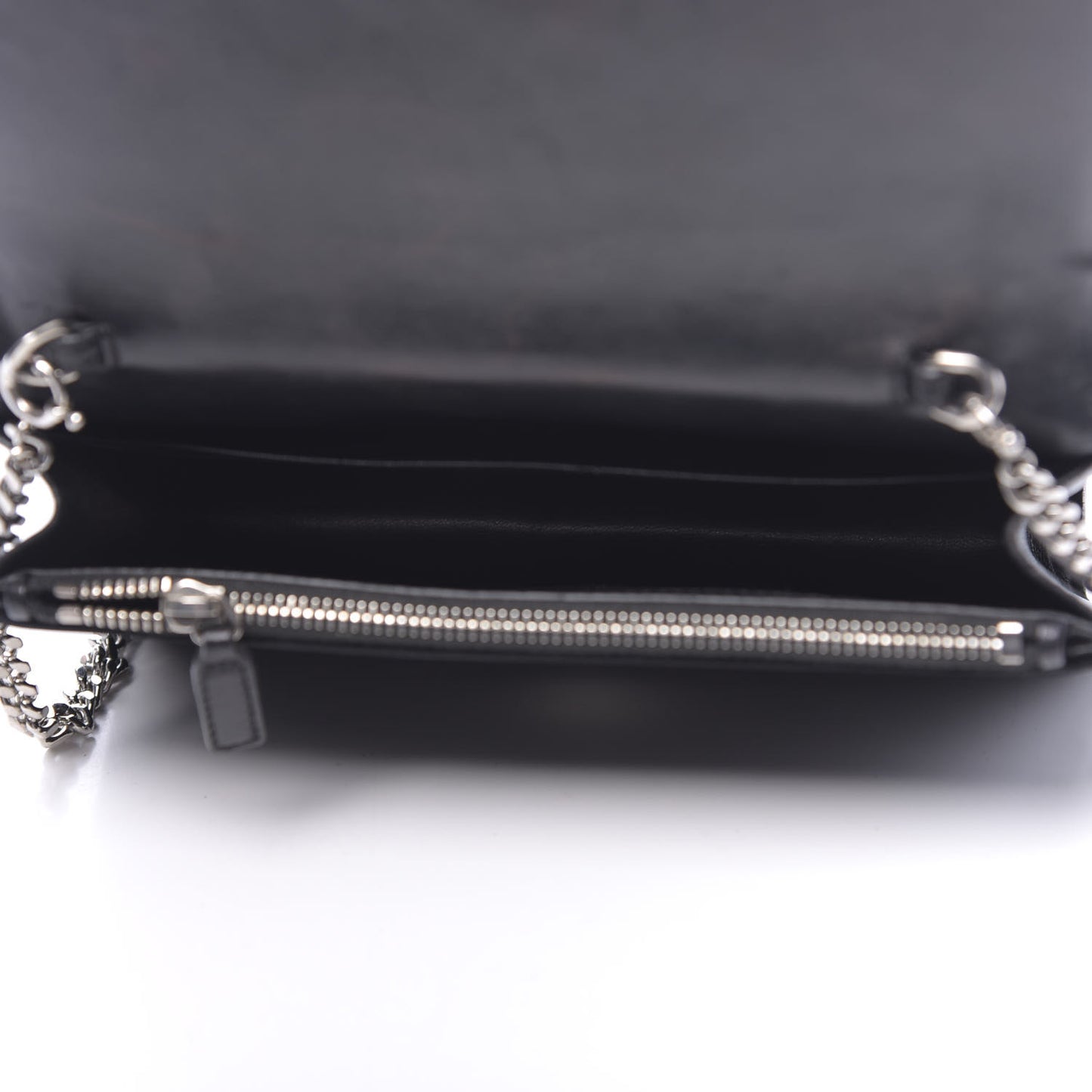 Velvet Crystal Monogram Tassel Chain Wallet Black