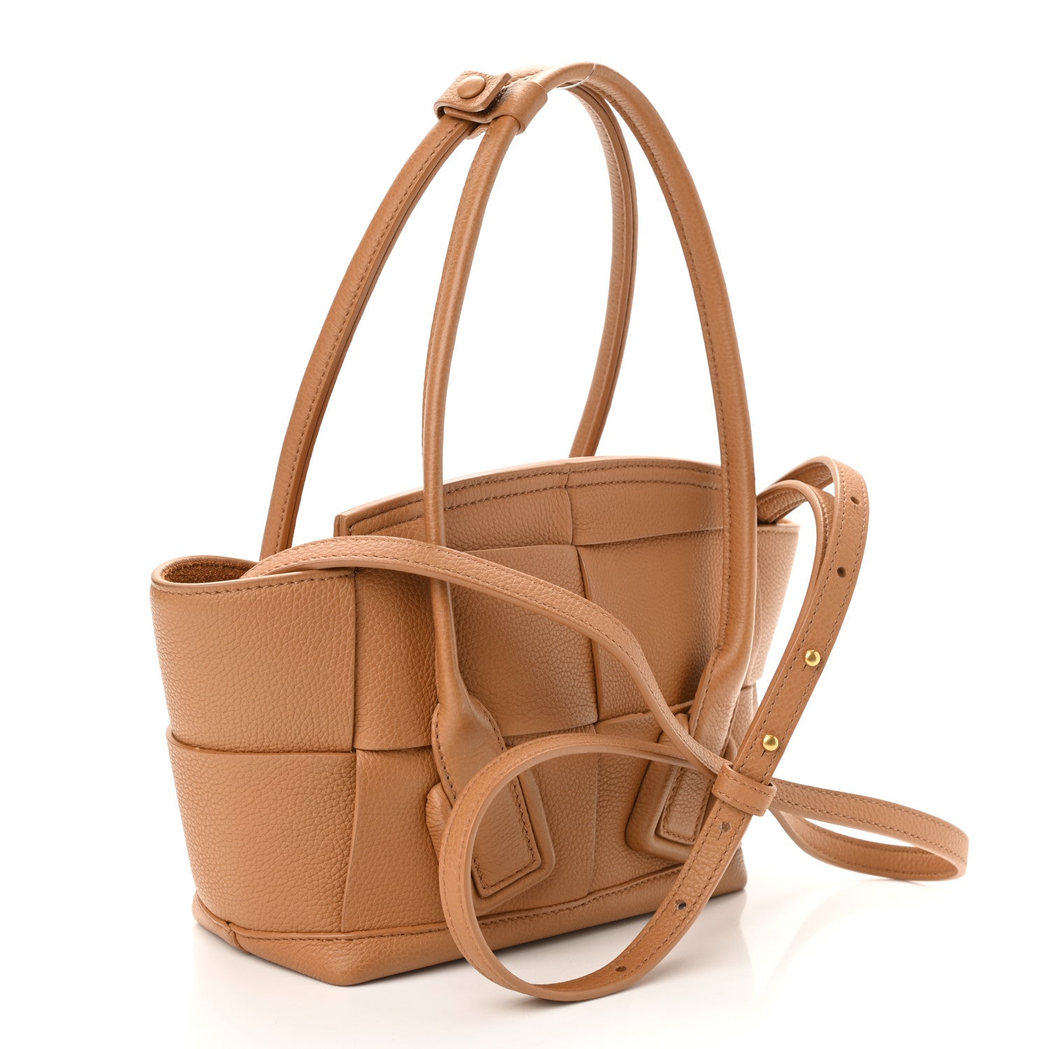 Bottega Veneta Grained Calfskin Maxi Intrecciato Mini Arco Caramel 3 of 10