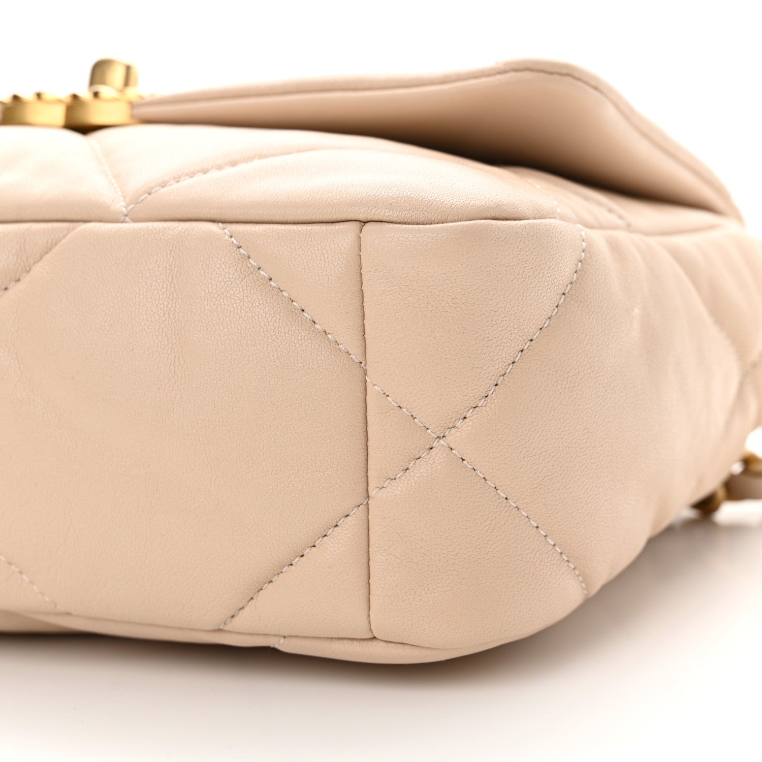 Chanel Goatskin Quilted Medium Chanel 19 Flap Light Beige 10 of 11