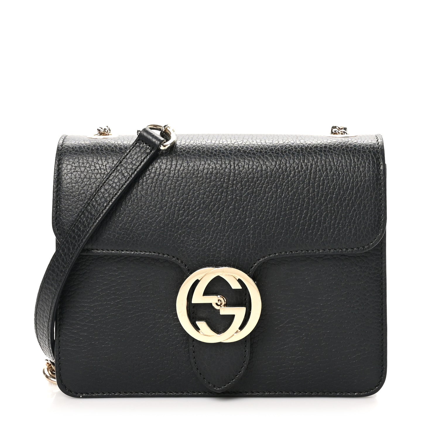 Dollar Calfskin Small Interlocking G Shoulder Bag Black