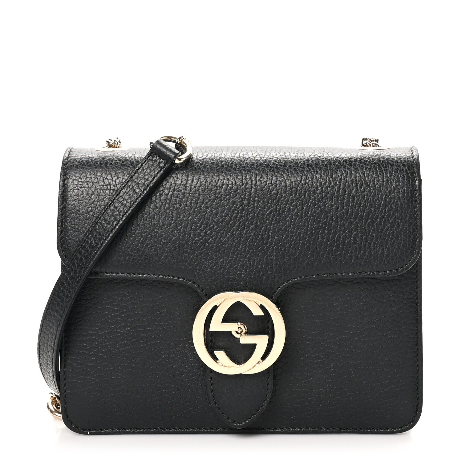 Gucci Dollar Calfskin Small Interlocking G Shoulder Bag Black 1 of 11